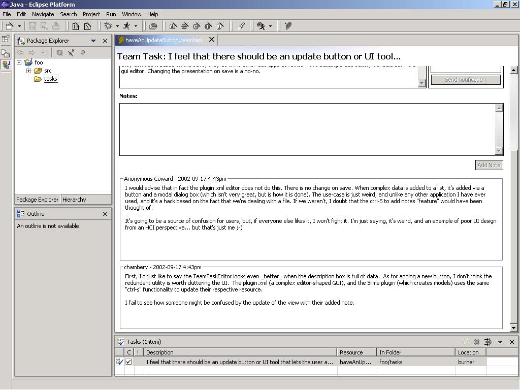 Notes history section