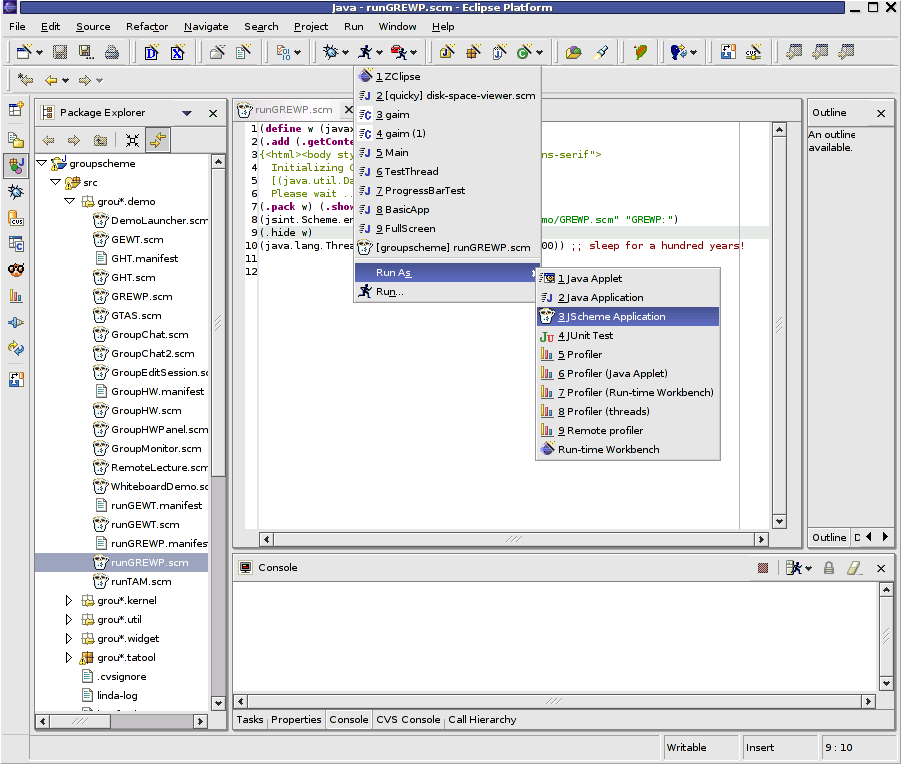 Run As JScheme Application Screenshot